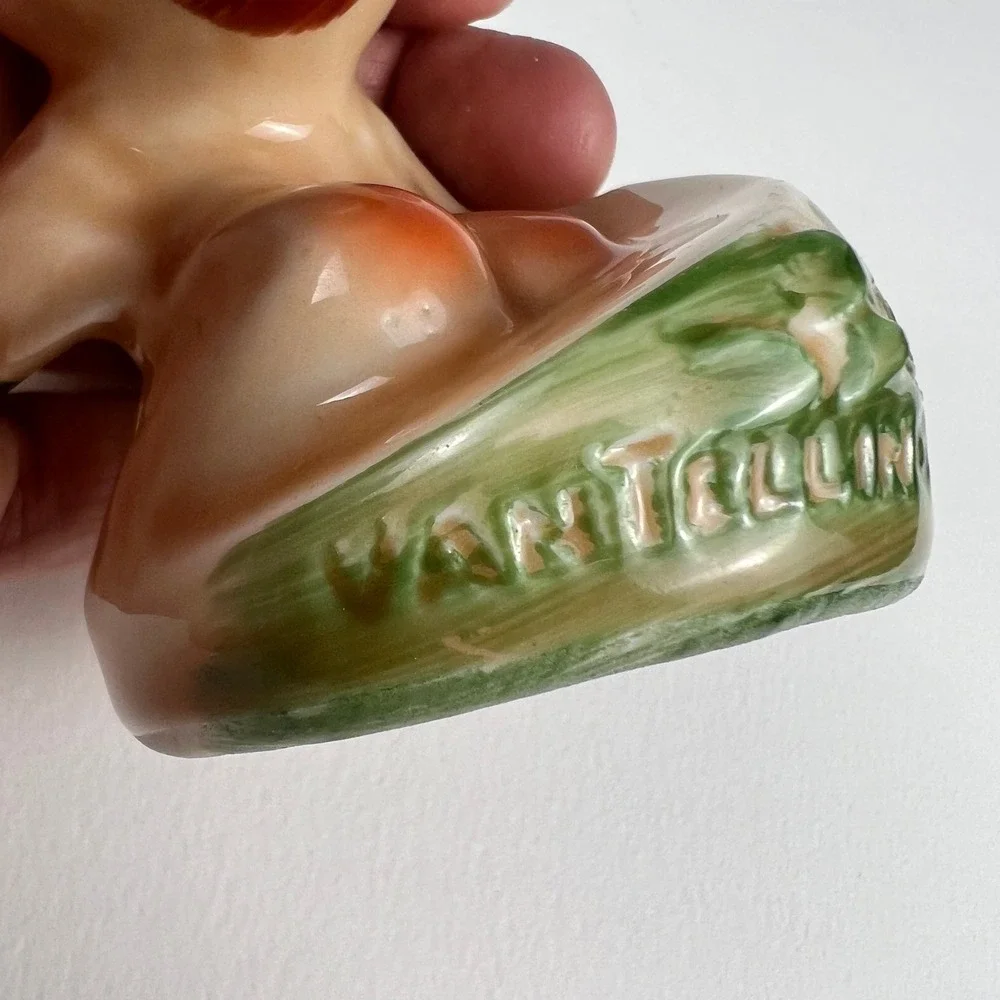 VTG Van Tellingen Salt Pepper Shakers 1940s Mermaid Sailor Kissing Ceramic 4in